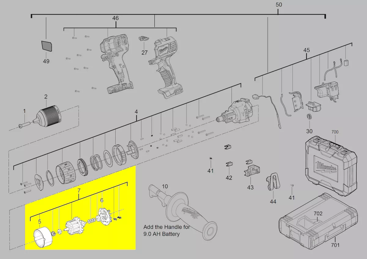 moteur réf. 4931436132 Milwaukee